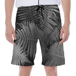 Black And White Fern Leaf Print Men's Beach Shorts