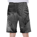 Black And White Fern Leaf Print Men's Beach Shorts