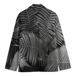 Black And White Fern Leaf Print Men's Blazer
