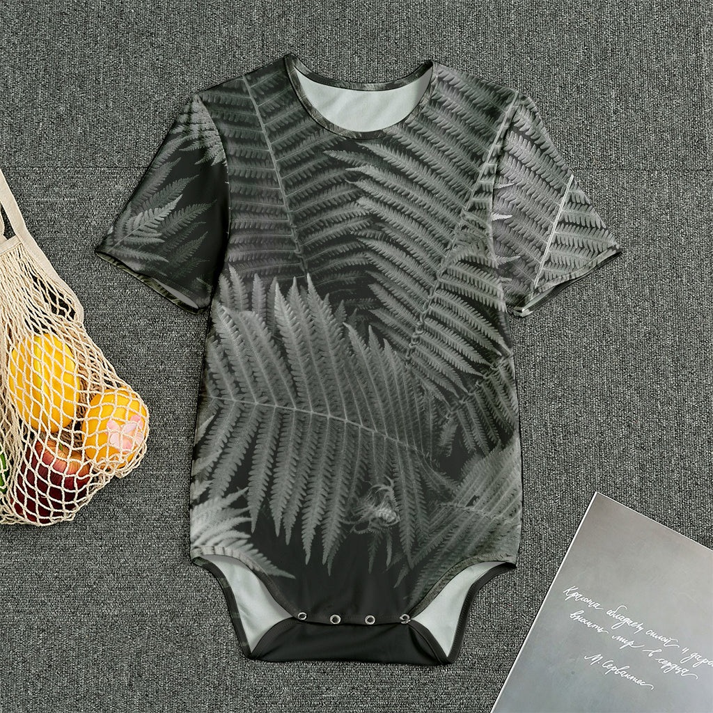 Black And White Fern Leaf Print Men's Bodysuit
