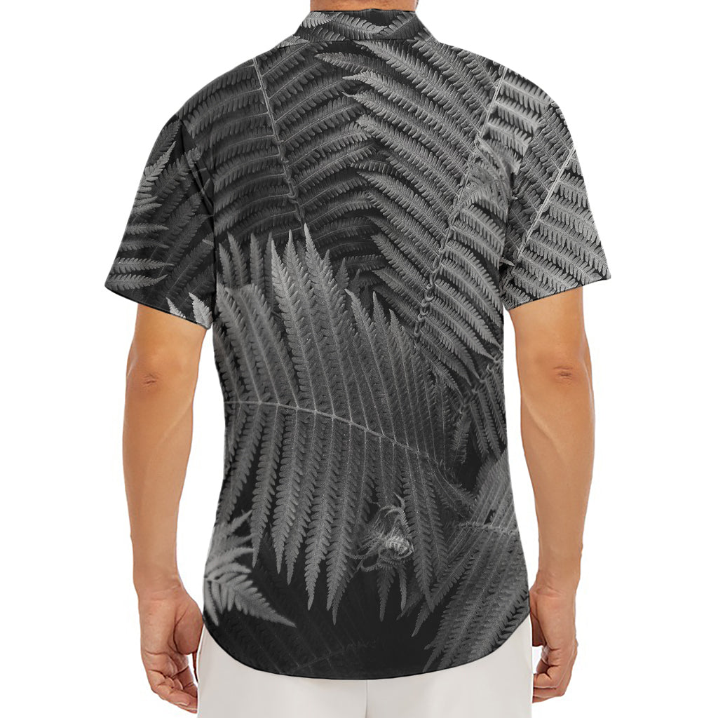Black And White Fern Leaf Print Men's Deep V-Neck Shirt