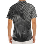 Black And White Fern Leaf Print Men's Deep V-Neck Shirt