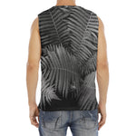 Black And White Fern Leaf Print Men's Fitness Tank Top
