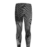 Black And White Fern Leaf Print Men's leggings