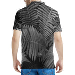 Black And White Fern Leaf Print Men's Polo Shirt