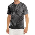Black And White Fern Leaf Print Men's Short Sleeve Rash Guard