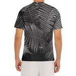 Black And White Fern Leaf Print Men's Short Sleeve Rash Guard