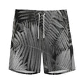 Black And White Fern Leaf Print Men's Athletic Shorts
