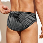 Black And White Fern Leaf Print Men's Swim Briefs