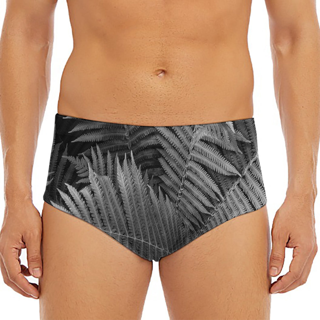 Black And White Fern Leaf Print Men's Triangle Swim Briefs