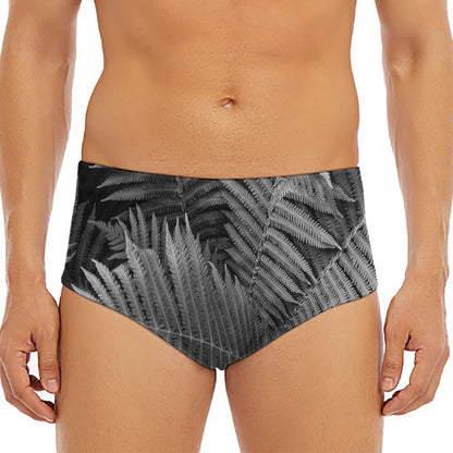 Black And White Fern Leaf Print Men's Triangle Swim Briefs