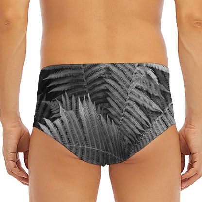 Black And White Fern Leaf Print Men's Triangle Swim Briefs