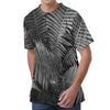 Black And White Fern Leaf Print Men's Velvet T-Shirt