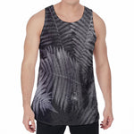 Black And White Fern Leaf Print Men's Velvet Tank Top