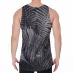Black And White Fern Leaf Print Men's Velvet Tank Top
