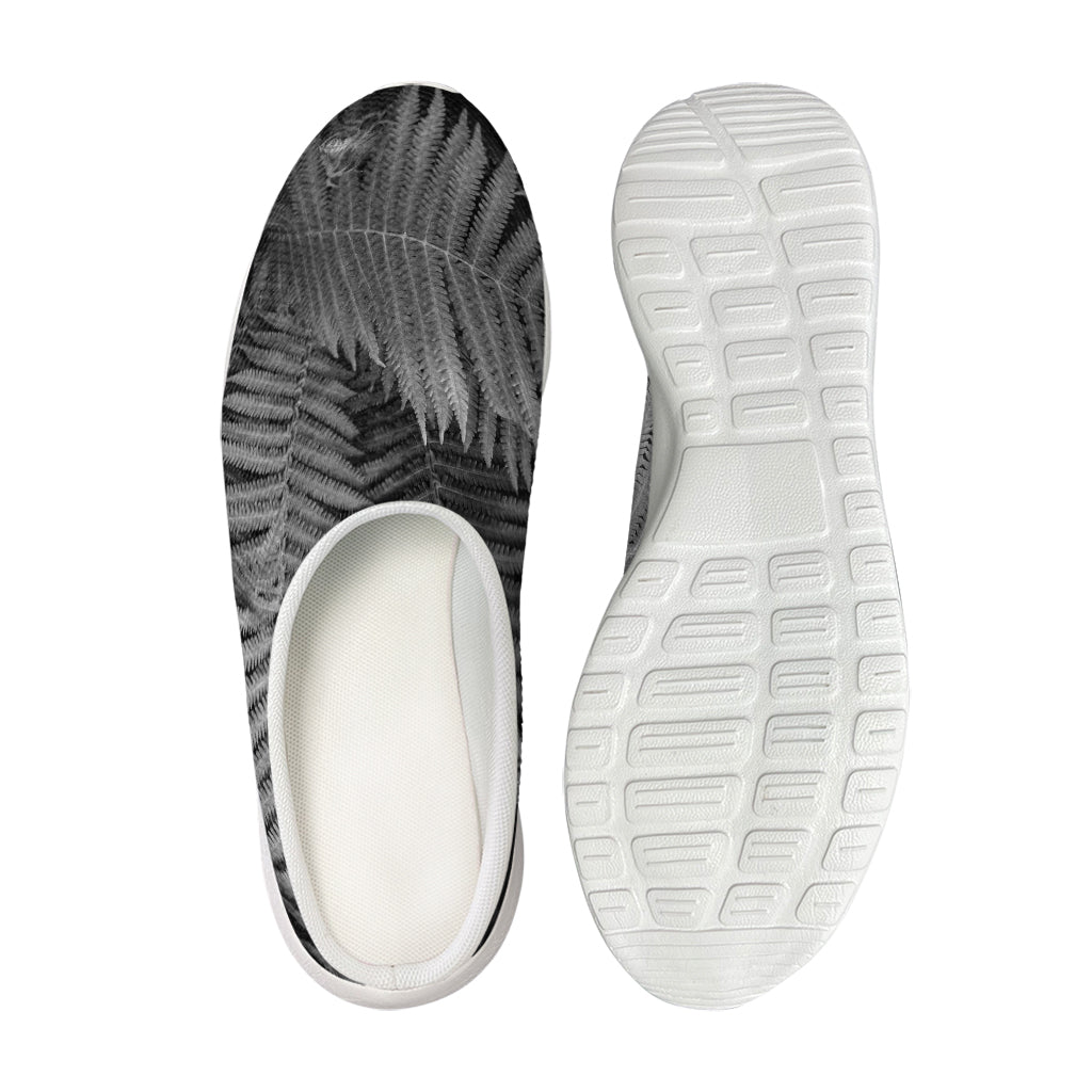 Black And White Fern Leaf Print Mesh Casual Shoes