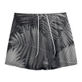 Black And White Fern Leaf Print Mesh Shorts