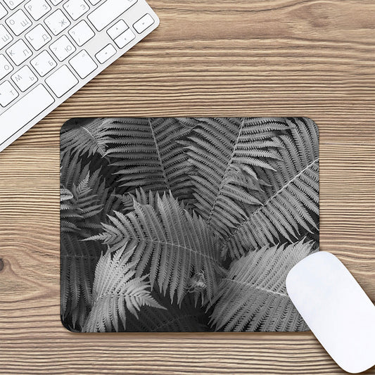 Black And White Fern Leaf Print Mouse Pad