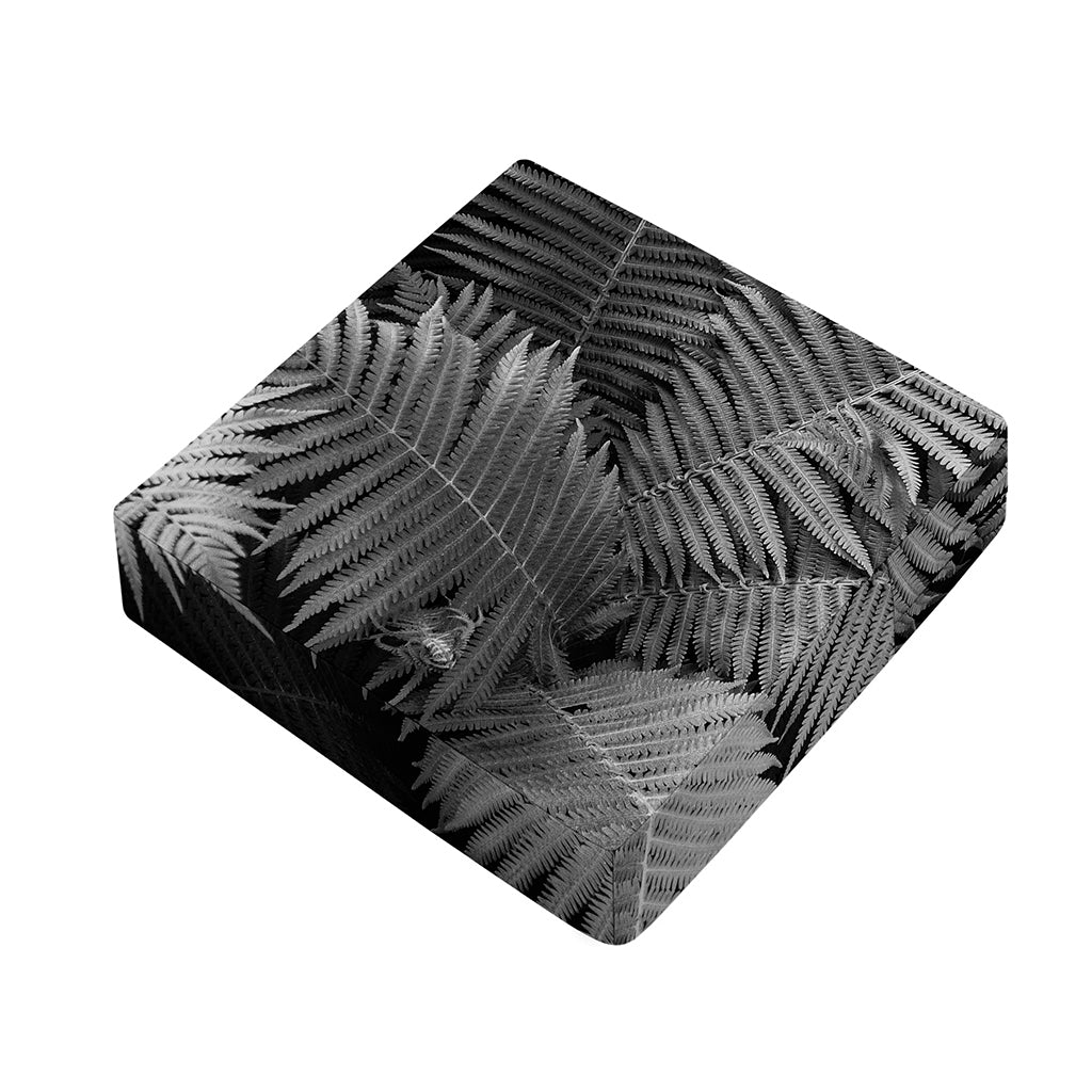 Black And White Fern Leaf Print Outdoor Seat Cushion Cover