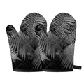 Black And White Fern Leaf Print Oven Mitts