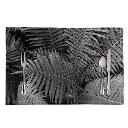 Black And White Fern Leaf Print Placemat