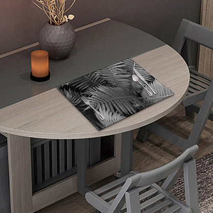 Black And White Fern Leaf Print Placemat