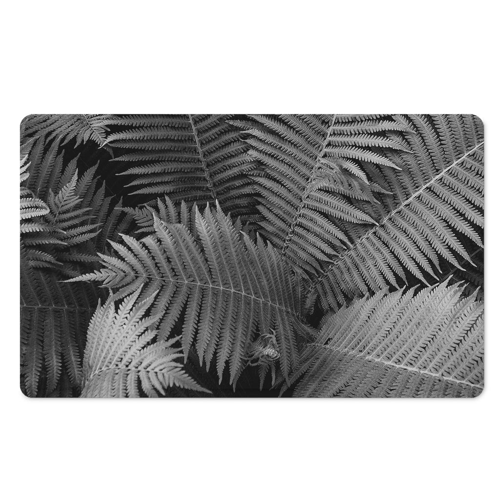 Black And White Fern Leaf Print Polyester Doormat