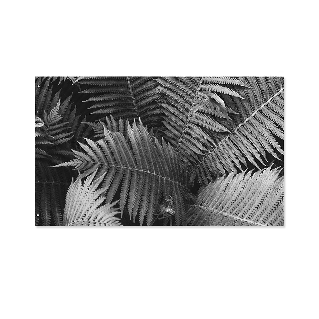 Black And White Fern Leaf Print Polyester Flag