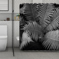 Black And White Fern Leaf Print Polyester Shower Curtain