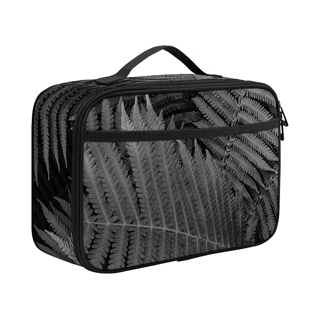 Black And White Fern Leaf Print Portable Lunch Bag