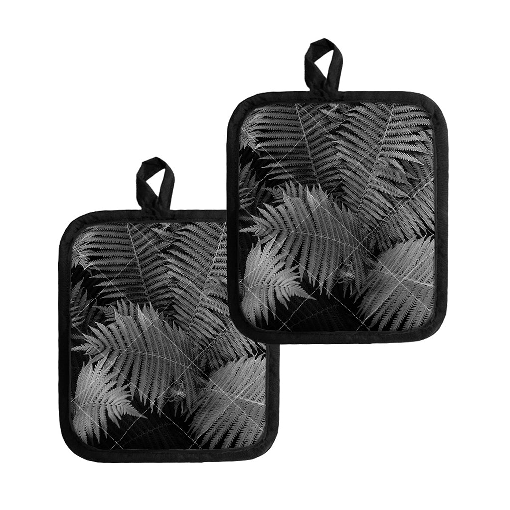 Black And White Fern Leaf Print Pot Holders
