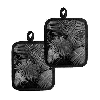 Black And White Fern Leaf Print Pot Holders