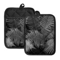Black And White Fern Leaf Print Pot Holders With Pocket