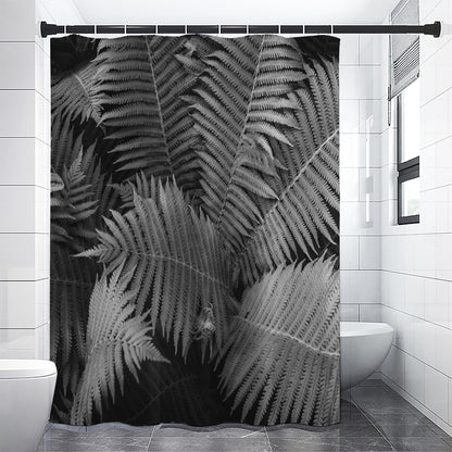 Black And White Fern Leaf Print Premium Shower Curtain