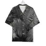 Black And White Fern Leaf Print Rayon Hawaiian Shirt