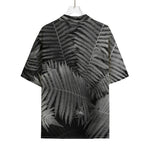 Black And White Fern Leaf Print Rayon Hawaiian Shirt