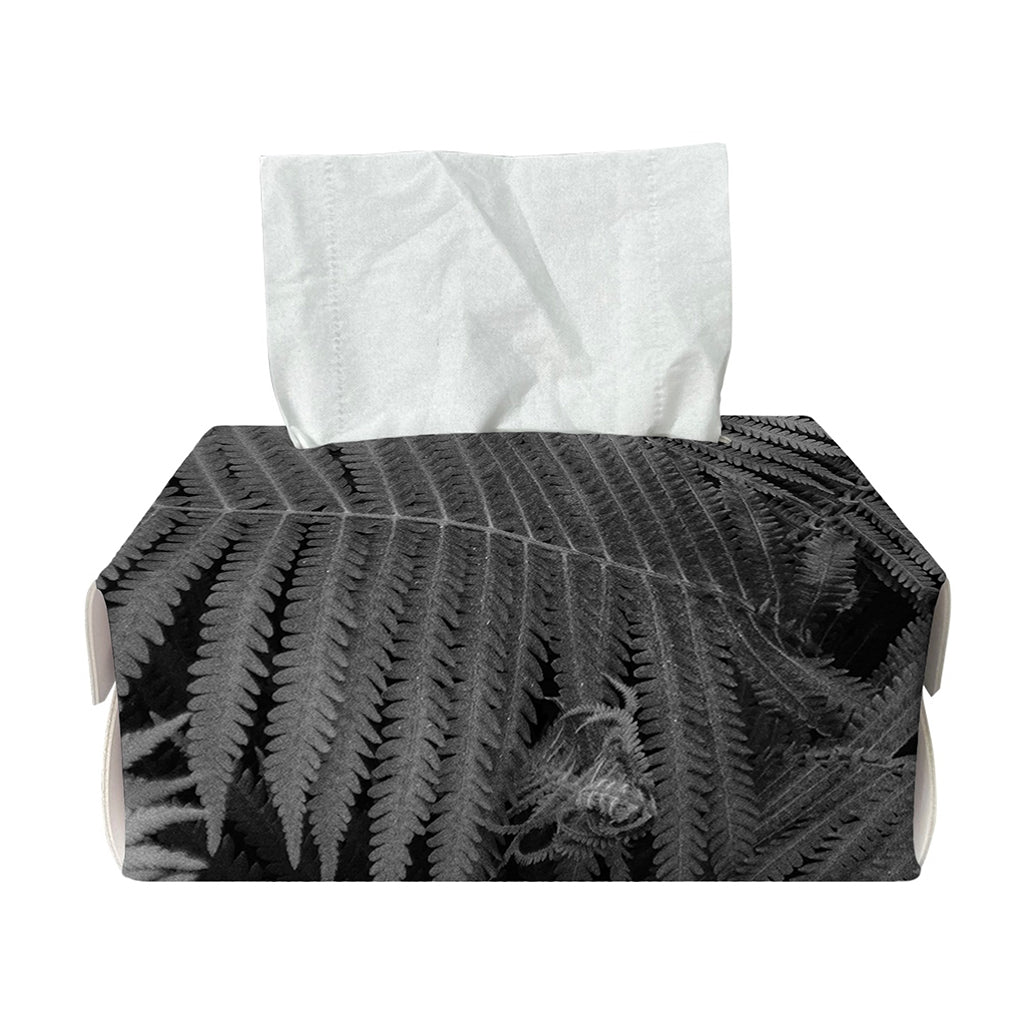Black And White Fern Leaf Print Rectangle Tissue Box Cover