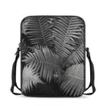 Black And White Fern Leaf Print Rectangular Crossbody Bag