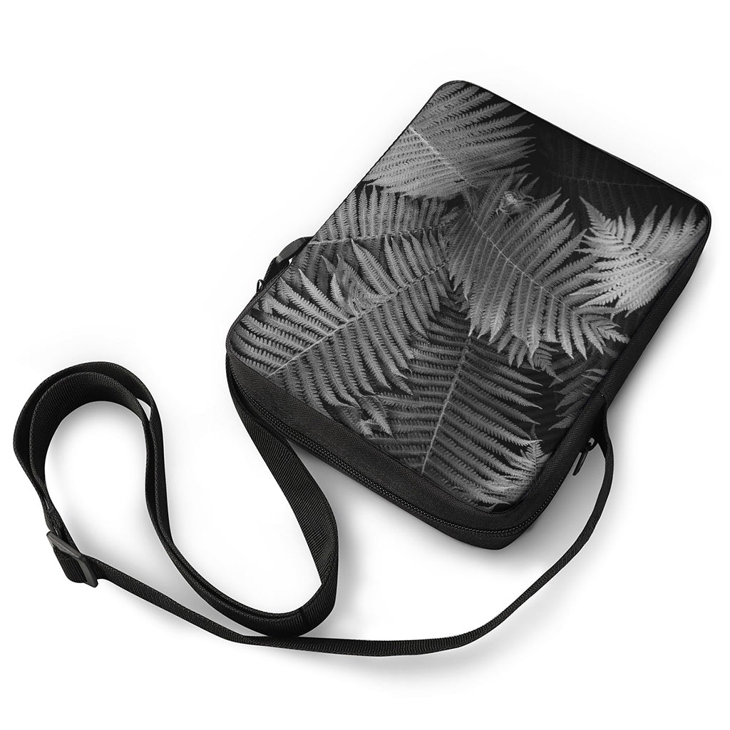 Black And White Fern Leaf Print Rectangular Crossbody Bag