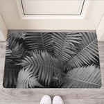 Black And White Fern Leaf Print Rubber Doormat