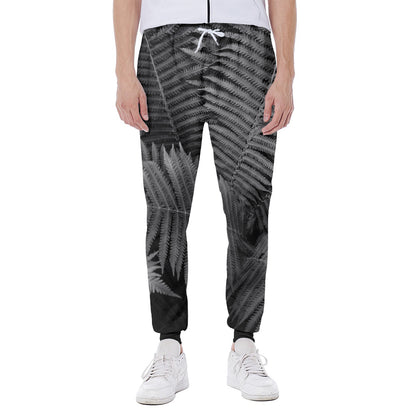 Black And White Fern Leaf Print Scuba Joggers