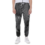 Black And White Fern Leaf Print Scuba Joggers