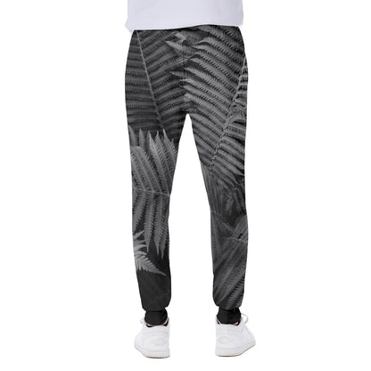 Black And White Fern Leaf Print Scuba Joggers