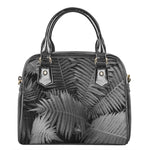 Black And White Fern Leaf Print Shoulder Handbag