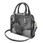 Black And White Fern Leaf Print Shoulder Handbag