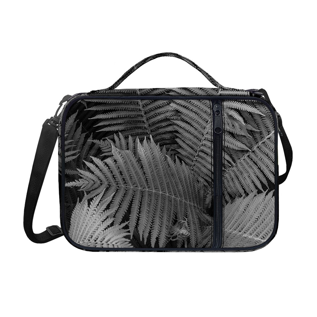 Black And White Fern Leaf Print Shoulder Strap Bible Bag