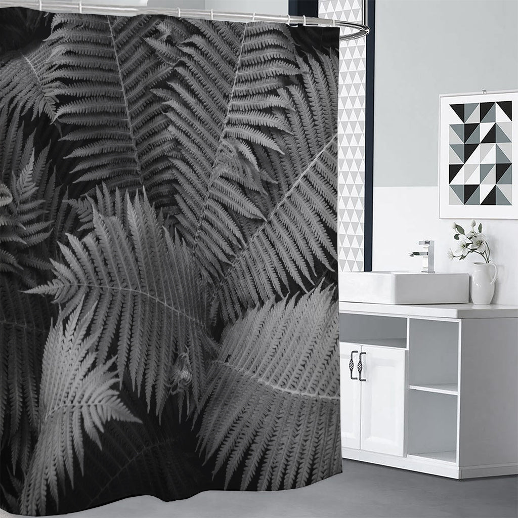 Black And White Fern Leaf Print Shower Curtain