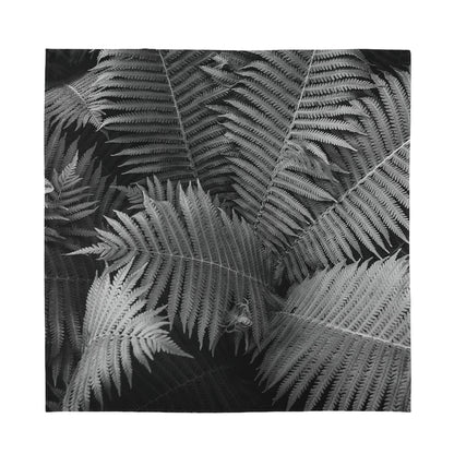 Black And White Fern Leaf Print Silk Bandana
