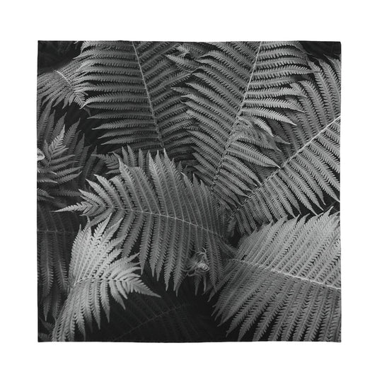 Black And White Fern Leaf Print Silk Bandana
