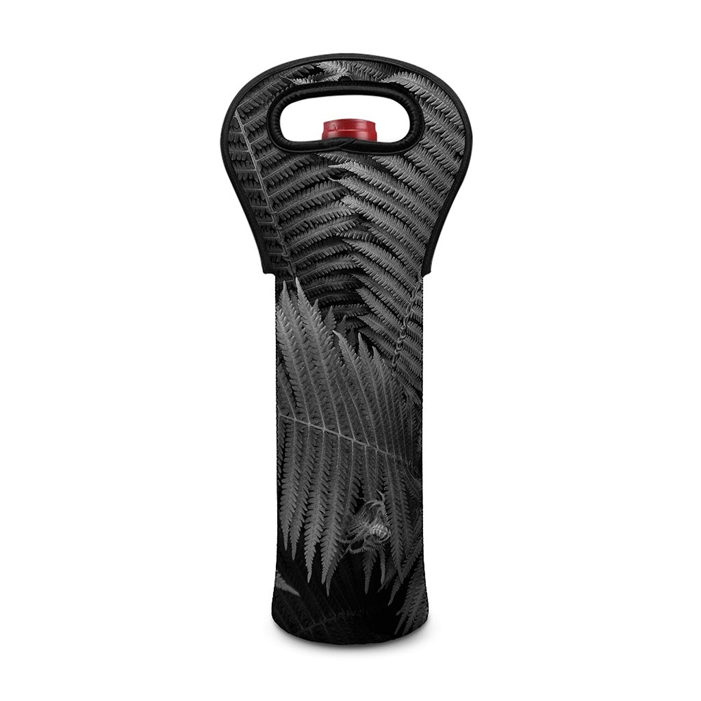 Black And White Fern Leaf Print Single Neoprene Wine Tote